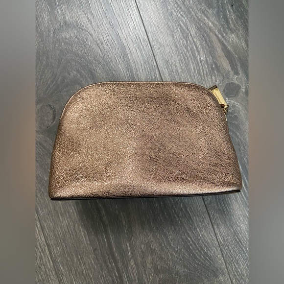 Michael Kors Leather Mettalic Rose Pink Travel Pouch Clutch Bag - Picture 9 of 15